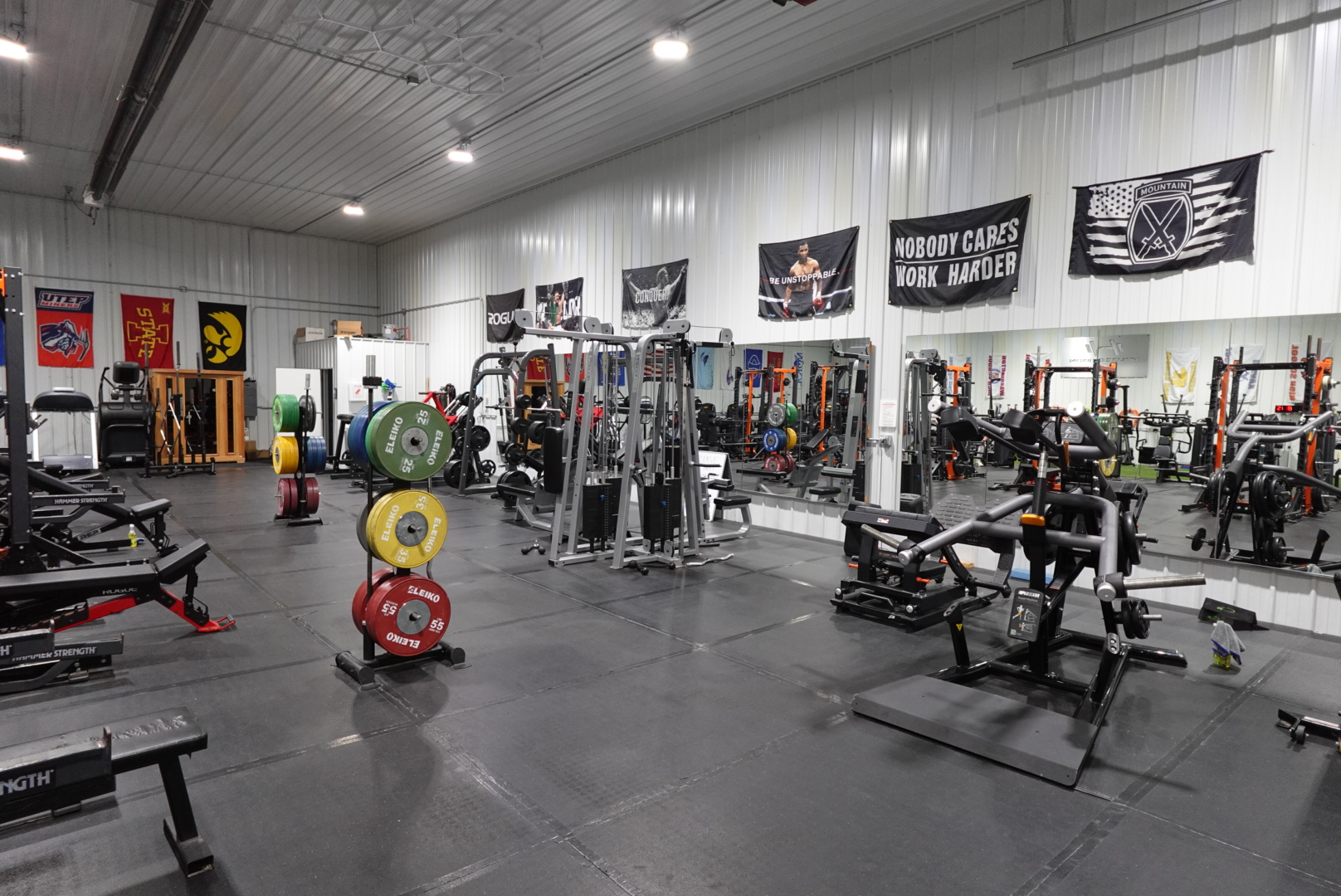 Illuminated Westside training floor during evening member access